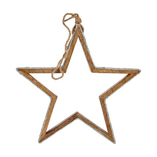 Adorno Navideño Estrella Purpurina Silueta 31 x 5,5 x 60 cm Plateado Madera