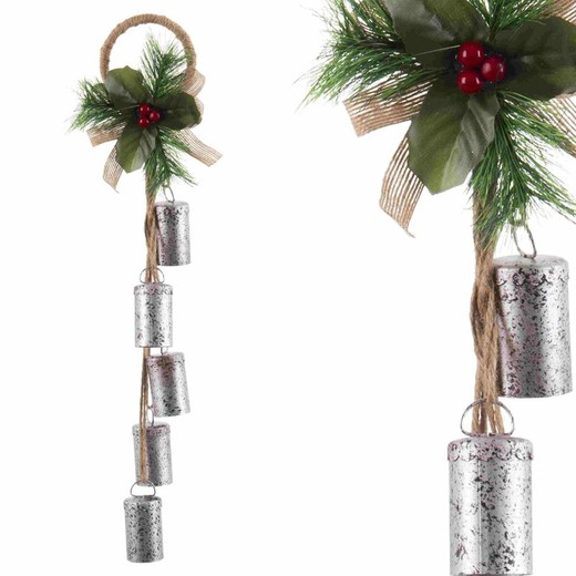 Adorno Navideño Multicolor Plateado Metal Plástico Fibra 11 x 3,3 x 42,5 cm