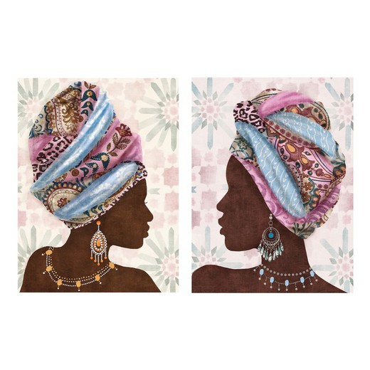 Cuadro africana 2 dif. Medidas: 80 cm x 3,5 cm x 60 cm  Material: Pintura Peso neto: 1.000 grs.