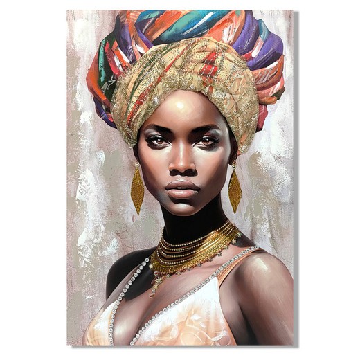 Cuadro africana Medidas: 120 cm x 3 cm x 80 cm  Material: Pintura Peso neto: 1.370 grs.