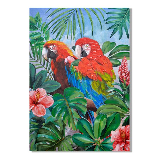 Cuadro loros Medidas: 100 cm x 3 cm x 70 cm  Material: Pintura Peso neto: 900 grs.