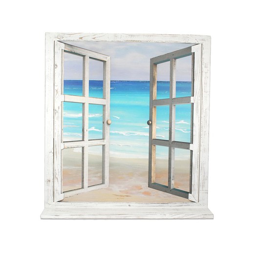 Cuadro ventana mar Medidas: 84,5 cm x 16 cm x 78 cm  Material: Madera Peso neto: 5.000 grs.