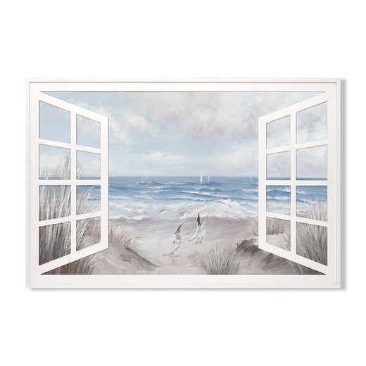 Cuadro ventana playa Medidas: 80 cm x 3 cm x 120 cm  Material: Pintura Peso neto: 1.240 grs.