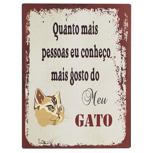 Placas pared 25x33 gato Medidas: 33 cm x 0,1 cm x 25 cm  Material: Metal Peso neto: 410 grs.