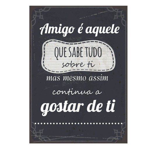 Placas pared portugues-3074 Medidas: 33 cm x 0,1 cm x 23,5 cm  Material: Metal Peso neto: 380 grs.