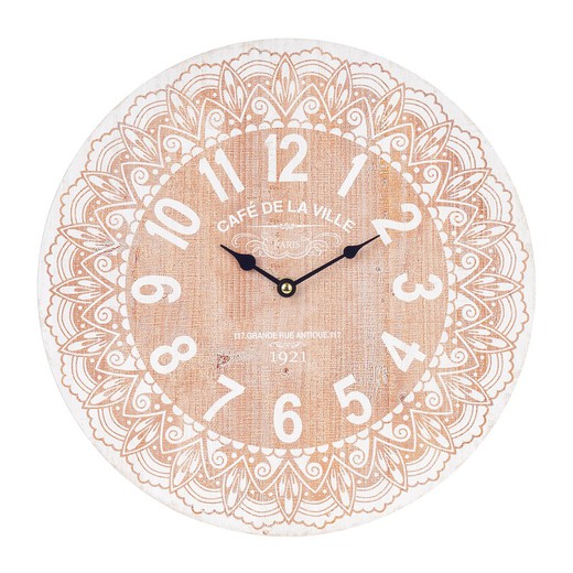 Reloj 34cm. Medidas: 34 cm x 4 cm x 34 cm  Material: Madera Peso neto: 415 grs.