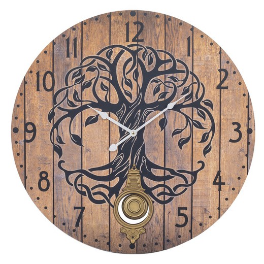 Reloj arbol vida 58cm c/pendulo Medidas: 58 cm x 4 cm x 58 cm  Material: Madera Peso neto: 1.745 grs.