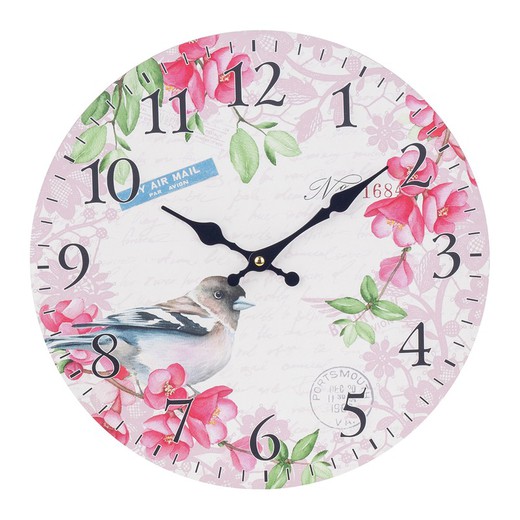 Reloj flores 34cm. Medidas: 34 cm x 4 cm x 34 cm  Material: Madera Peso neto: 415 grs.