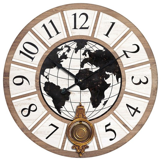 Reloj mundo Medidas: 58 cm x 4 cm x 58 cm  Material: MDF Peso neto: 1.625 grs.