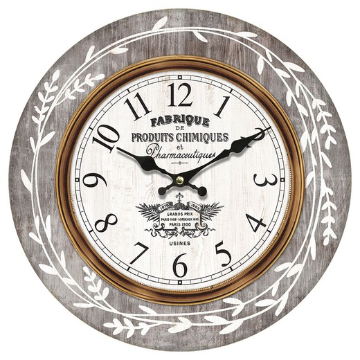 Reloj pared 34 cm. Medidas: 34 cm x 4 cm x 34 cm  Material: MDF Peso neto: 415 grs.