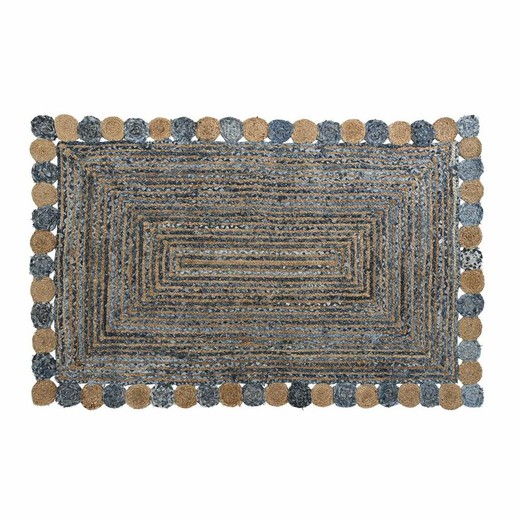 Alfombra DKD Home Decor Azul Algodón Multicolor Indio Jute 160 x 230 x 1 cm