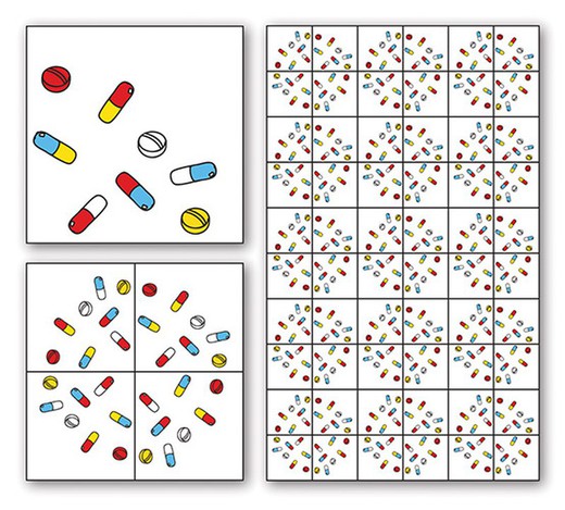 Azulejo decorado Pills 15x15 44pzas 1,00m2