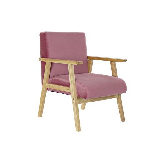 Butaca DKD Home Decor Rosa Poliéster Madera MDF (61 x 63 x 77 cm)