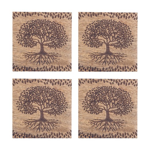 Set 4 posavasos arbol de vida 0,5 cm x 10 cm x 10 cm 30924 Signes Grimalt