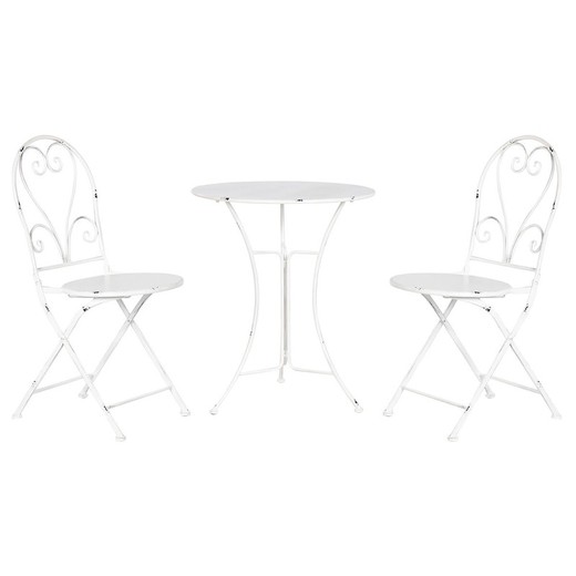 Conjunto de Mesa con 2 Sillas Home ESPRIT Blanco 60 x 60 x 70 cm