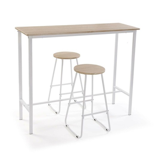 Conjunto de Mesa con 2 Sillas Versa Blanco PVC Metal Madera MDF 40 x 120 x 100 cm