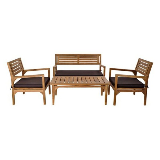 Conjunto de Mesa con 3 Sillones DKD Home Decor Teca 127 x 72 x 88 cm (4 pcs)