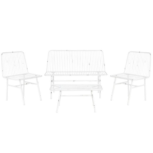 Conjunto de Mesa con 3 Sillones Home ESPRIT Blanco Metal 115 x 53 x 83 cm