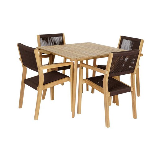 Conjunto de Mesa con 4 Sillas DKD Home Decor 90 x 90 x 75 cm