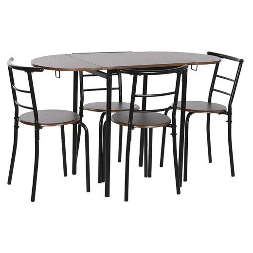 Conjunto de Mesa con 4 Sillas DKD Home Decor Marrón Negro Metal Madera MDF 121 x 55 x 78 cm