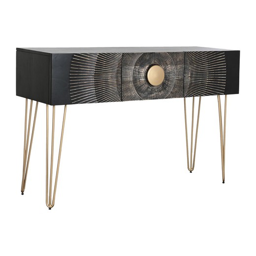 Consola Home ESPRIT Negro Dorado Metal Madera de mango 120 x 38 x 76 cm