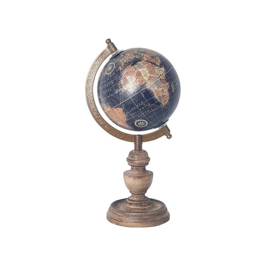 Decoracion Globo mundo 12,5 cm. Medidas: 29 cm x 13 cm x 15 cm  Material: Metal Peso neto: 365 grs.