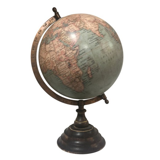 Decoracion Globo mundo 20 cm. Medidas: 33 cm x 20 cm x 22 cm  Material: Metal Peso neto: 655 grs.