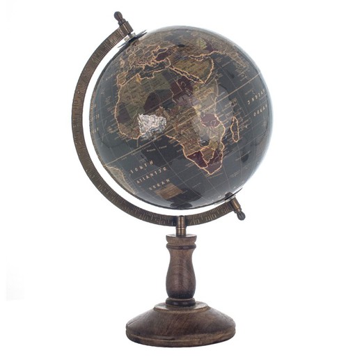 Decoracion Globo mundo 20 cm. Medidas: 37 cm x 20 cm x 22 cm  Material: Metal Peso neto: 670 grs.