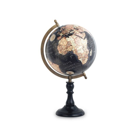 Decoracion Globo mundo 20 cm. Medidas: 38,5 cm x 22 cm x 20 cm  Material: Metal Peso neto: 655 grs.