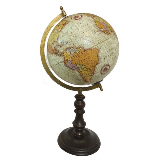 Decoracion Globo mundo 20 cm. Medidas: 40 cm x 20 cm x 22 cm  Material: Metal Peso neto: 650 grs.