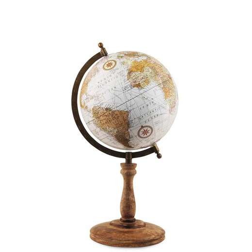 Decoracion Globo mundo 20 cm. Medidas: 41 cm x 20 cm x 21,5 cm  Material: Madera y Metal Peso neto: 775 grs.