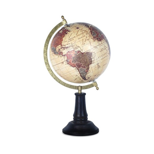 Decoracion Globo mundo blanco y marron Medidas: 38,5 cm x 22 cm x 20 cm  Material: Metal Peso neto: 635 grs.