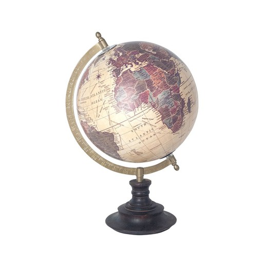 Decoracion Globo mundo crema envejecido Medidas: 33,5 cm x 20 cm x 22 cm  Material: Metal Peso neto: 625 grs.