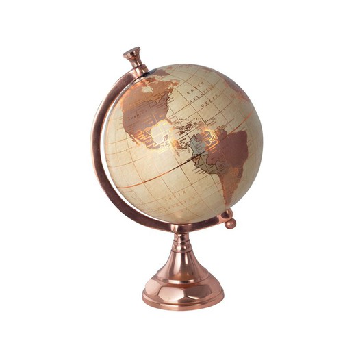 Decoracion Globo mundo mapa dorado Medidas: 33 cm x 20 cm x 22 cm  Material: Metal Peso neto: 620 grs.