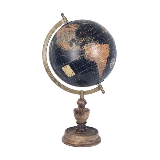 Decoracion Globo mundo negro con pie Medidas: 39 cm x 20 cm x 22 cm  Material: Metal Peso neto: 690 grs.