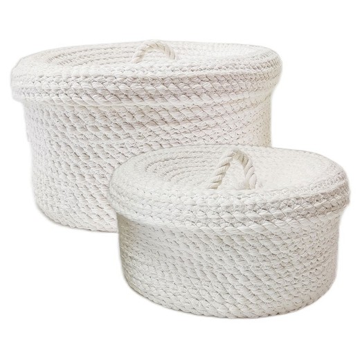 s/2 cestas Medidas: 13 cm x 25 cm x 25 cm  Material: Fibra Vegetal-Cuerda Peso neto: 1.025 grs.