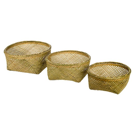 s/3 cestas Medidas: 13 cm x 29 cm x 29 cm  Material: Fibra Vegetal-Cuerda Peso neto: 300 grs.