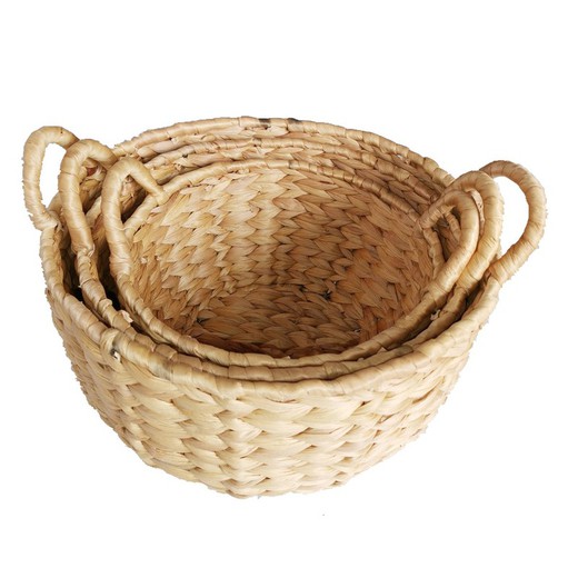 s/3 cestas Medidas: 16 cm x 32 cm x 32 cm  Material: Fibra Vegetal-Cuerda Peso neto: 1.250 grs.