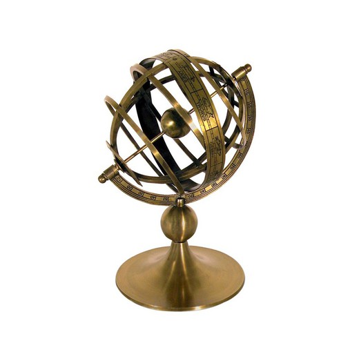 Decoracion Reloj solar esfera Medidas: 22 cm x 13 cm x 13 cm  Material: Laton Peso neto: 700 grs.