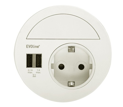 Energy Box Circle 80 Blanco  1 Enchufe+2 Usb cargadores Cucine Oggi