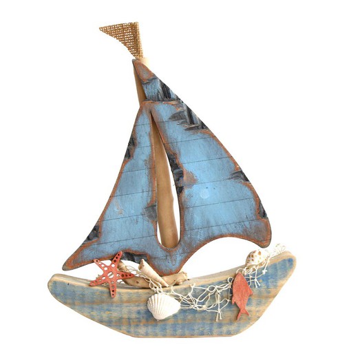 Figura Barco Medidas: 28 cm x 4 cm x 22 cm  Material: Madera Peso neto: 215 grs.