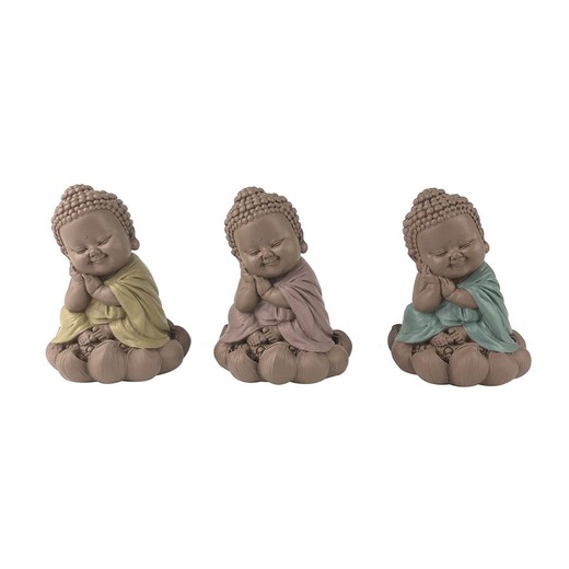 Figura Buda 3 dif. Medidas: 12 cm x 9 cm x 9 cm  Material: Resina Peso neto: 200 grs.