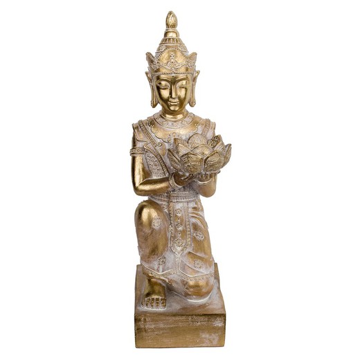 Figura Buda de rodillas Medidas: 45,5 cm x 13 cm x 19 cm  Material: Resina Peso neto: 1.600 grs.