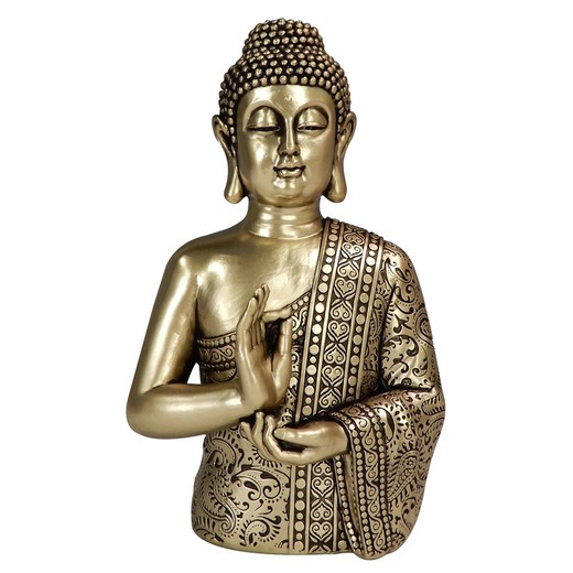 Figura Buda Medidas: 23 cm x 10 cm x 14 cm  Material: Resina Peso neto: 610 grs.