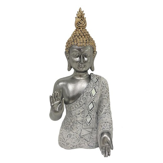 Figura Buda Medidas: 27 cm x 10 cm x 13 cm  Material: Resina Peso neto: 430 grs.