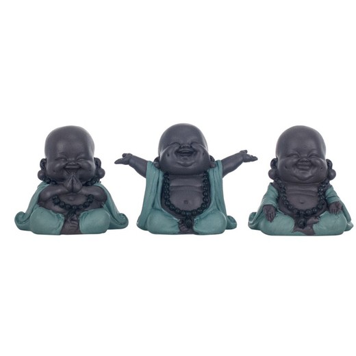 Figura Buda Medidas: 7,5 cm x 6,5 cm x 9 cm  Material: Resina Peso neto: 100 grs.