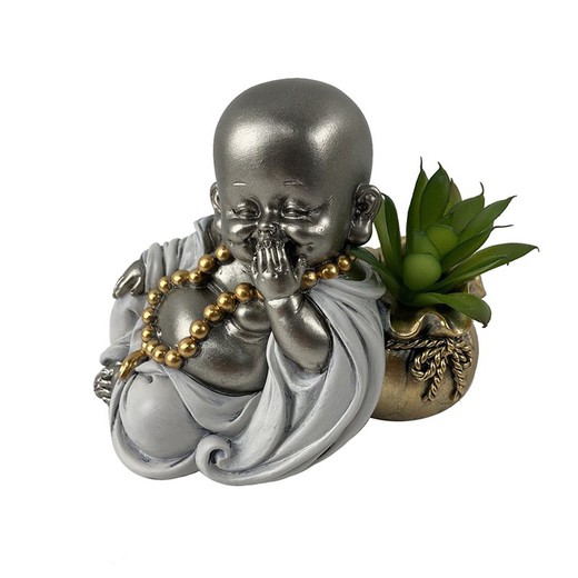 Figura Buda Medidas: 9 cm x 7 cm x 12 cm  Material: Resina Peso neto: 190 grs.