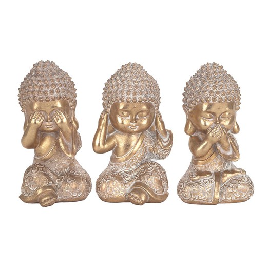 Figura Buda no veo-oigo-hablo Medidas: 16 cm x 10 cm x 10 cm  Material: Resina Peso neto: 320 grs.