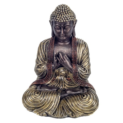 Figura Buda rezando Medidas: 18 cm x 9 cm x 13 cm  Material: Resina Peso neto: 315 grs.