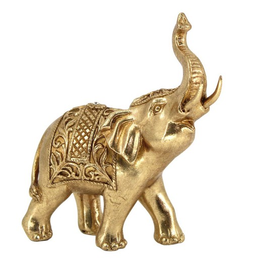 Figura Elefante dorado Medidas: 16 cm x 6 cm x 13 cm  Material: Resina Peso neto: 360 grs.